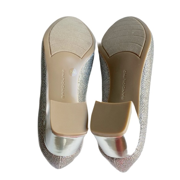 Bandolino Gold Block Heel Pumps Size 7.5 Glitter Chunky Low Heels Holiday Formal - Picture 10 of 14